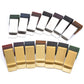 Assorted metal pen holder clips with leather sleeves in multiple finishes