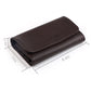 Brown faux-leather makeup brush roll case with ZOREYA logo and snap flap