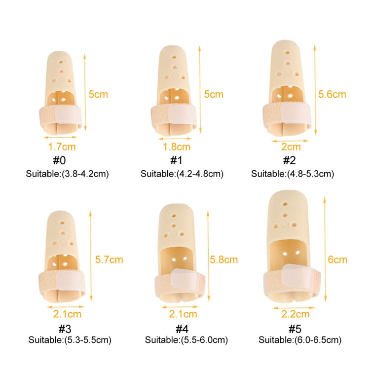 Adjustable finger splint set with size diagrams and numbered brace options