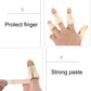 Beige finger splint showing perforated support and wide hook-and-loop strap closure