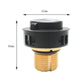 Steam boiler safety valve cover with brass thread; 43mm x 48mm dimensions shown