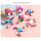 Multiple colorful plastic finger spinner toys showing rotating chain track segments