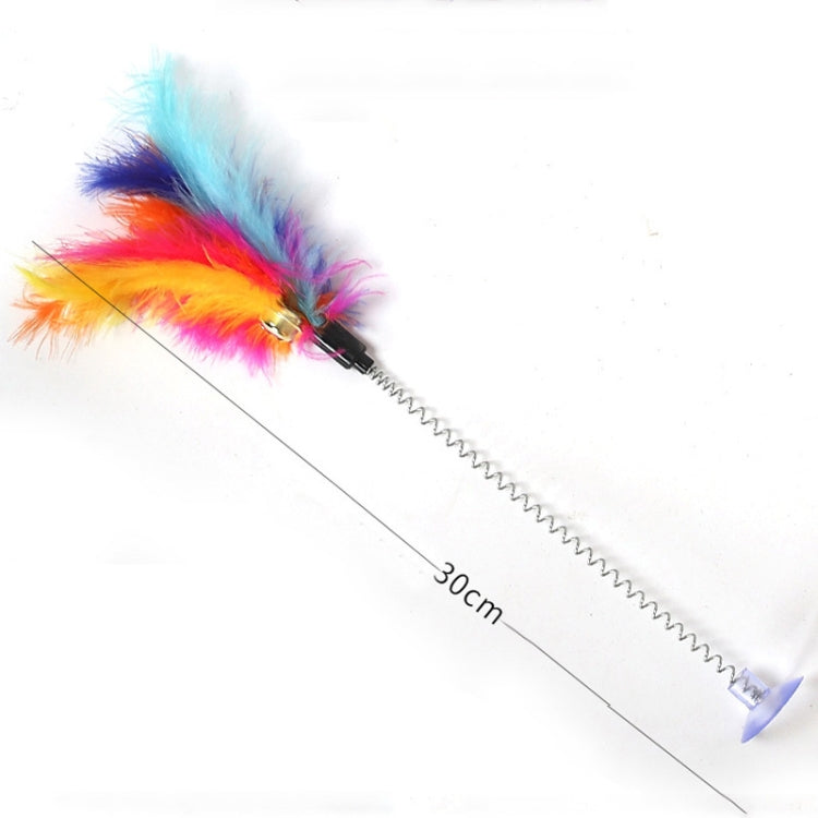 Feather cat wand toy with mint-like ball tip on a long flexible wire