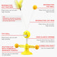 Interactive cat toy with yellow suction cup, spring pole, and fuzzy fiber feather rod