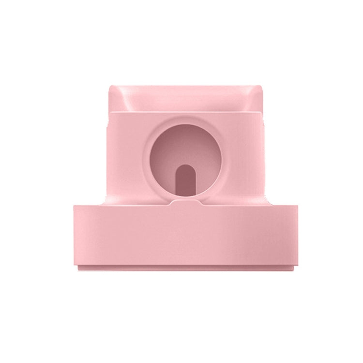 Pink desktop silicone watch charging stand with circular magnetic holder