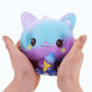 Scented squeeze cat toy, blue-purple gradient with cute closed-mouth smile and rosy dots.