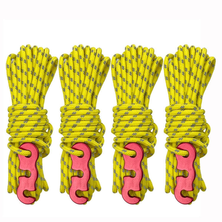 Wind rope set with yellow cord and red buckle loops