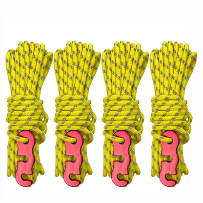 Wind rope set with yellow cord and red buckle loops
