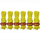 Yellow tent wind rope set with red buckle clasp, multiple bundled pieces