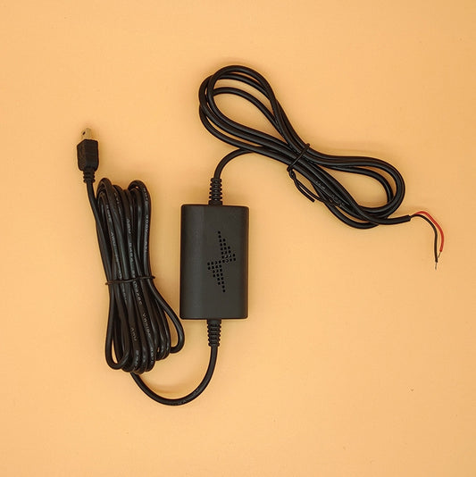 Car step-down power adapter with black module and bundled cable leads