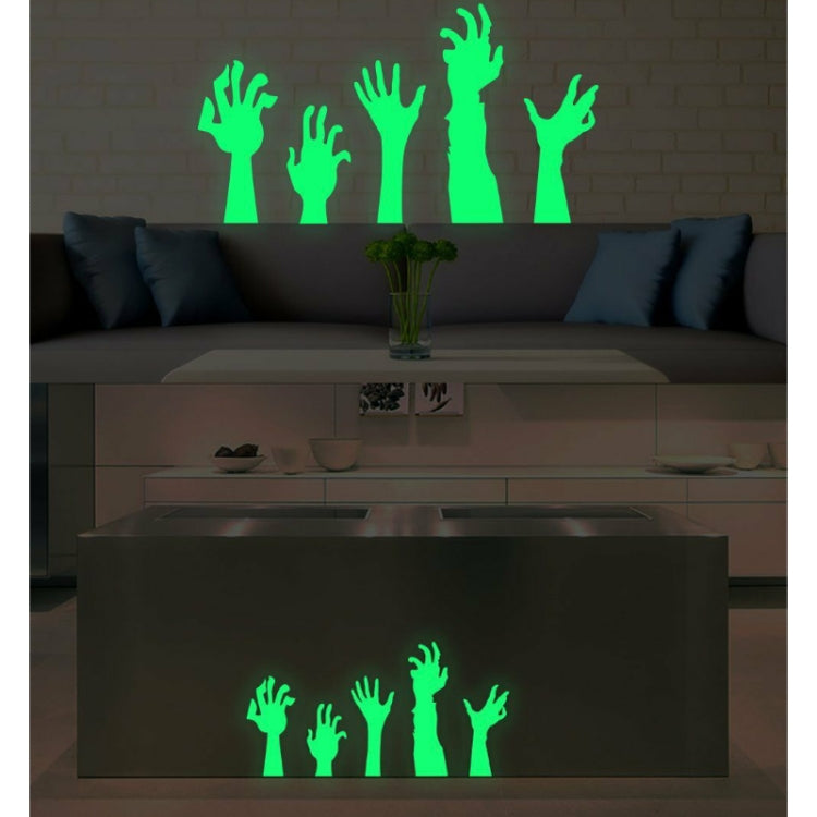 Luminous arm silhouette wall stickers across wall mantel and fireplace insert