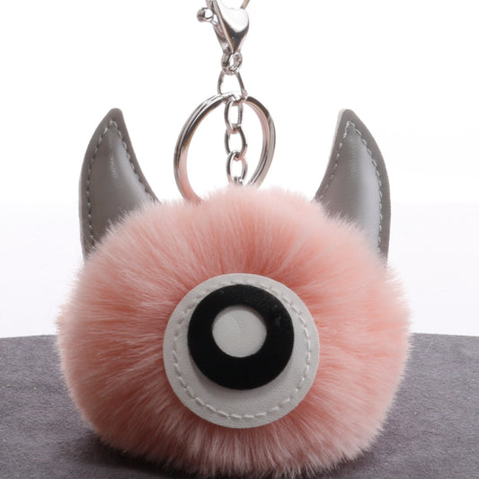 3 PCS Cartoon Croissant Hair Ball Keychain Pendant Bag Car Pendant, Wine Red, Grey, Tender Pink, Turmeric, Rose Red, Army Green, Lake Blue, Light Pink, Purple, White, Watermelon Red, Beige, Khaki, Royal Blue, Yellow, Lotus Root Pink, Mint Green, Pink, ...