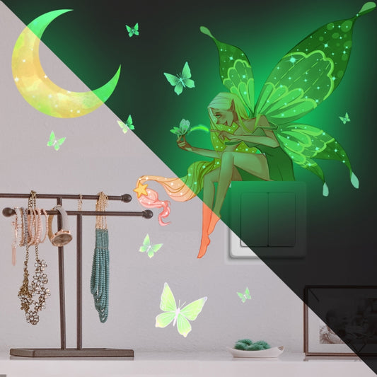 ZSZ1198B Night Light Moon Butterfly Wall Stickers Children Room Bedroom Simple Decorative Wall Stickers, Night Light Moon Butterfly