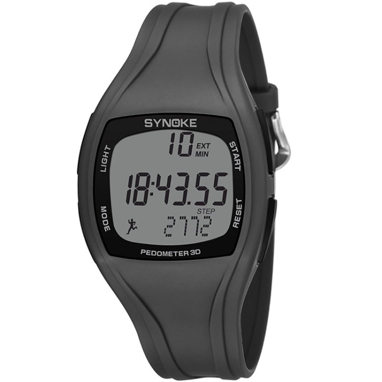 Black sports pedometer watch with digital display and side button