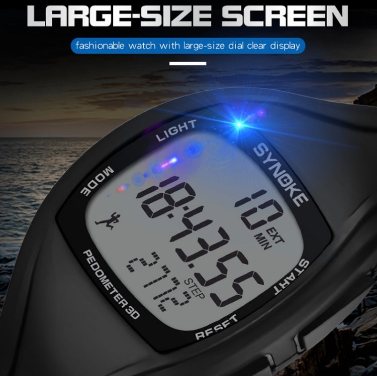 Black sports pedometer watch with large-size digital display and step count