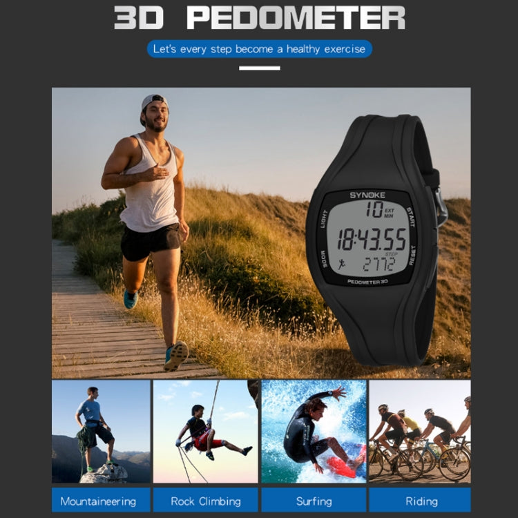 Black waterproof digital pedometer watch with large LCD display