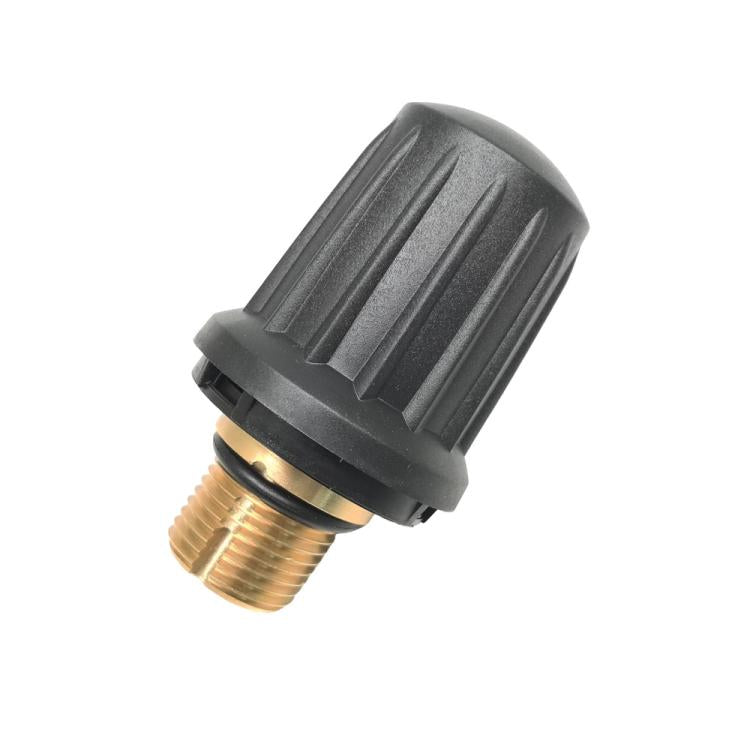 Black plastic safety valve cover with brass male thread