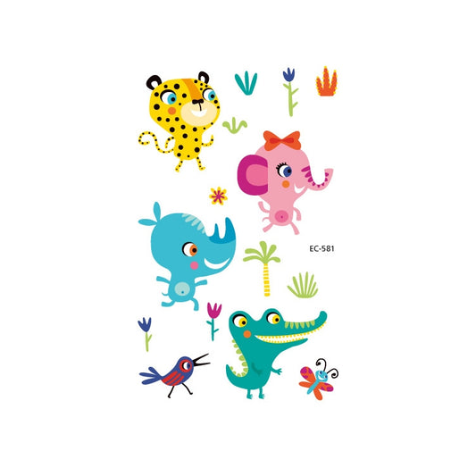 Kids waterproof animal tattoo sticker sheet with assorted cartoon creatures (EC-581)