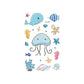 Set of marine animal temporary tattoo stickers with jellyfish and octopus, code EC-573