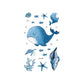 Set of marine animal temporary tattoo stickers with whale, fish, and starfish, code EC-575