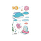 Set of marine animal temporary tattoo stickers with dolphins, jellyfish, and sea plants, code EC-576