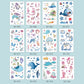 Children marine tattoo sticker sheets with multiple designs labeled EC-559 to EC-764