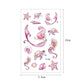 Rectangular sheet of pink sea creature tattoo stickers, 7.5 cm x 12 cm