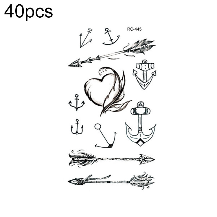 Watercolor-style small temporary tattoo stickers set with black anchors, hearts, and arrows (RC-445).