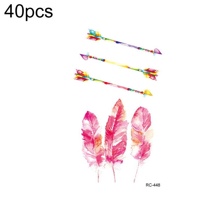 Small temporary tattoo stickers with rainbow arrows and pink feather designs (RC-448).