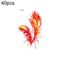 Small temporary tattoo stickers featuring a large orange-to-red feather design (RC-449).