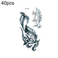 Small temporary tattoo stickers with black and gray feather and ornamental calligraphy (RC-454).