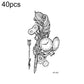 Small steampunk-style temporary tattoo sticker set with pocket watch, gears, and feather (RC-455).