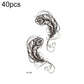 Black feather line-art temporary tattoo sticker, RC-456