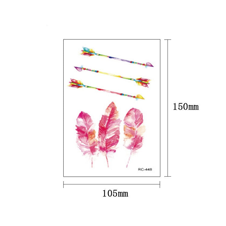 Pink feather ink and colorful arrow stick tattoo sticker sheet, RC-448