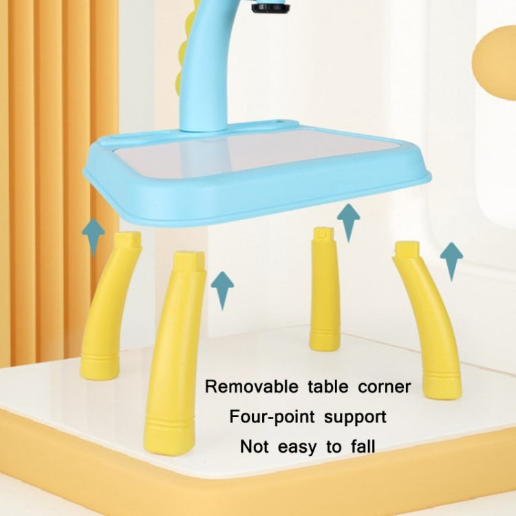 Blue painting table frame with removable corner support and four-point stability