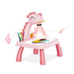 Pink dinosaur kids projection painting table with pencil holder and colorful drawing shapes