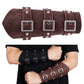 P01994 Men Leather Bracer Personality Punk Riding Arm Guard, Geometry Rivet