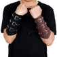 P01994 Men Leather Bracer Personality Punk Riding Arm Guard, Geometry Rivet