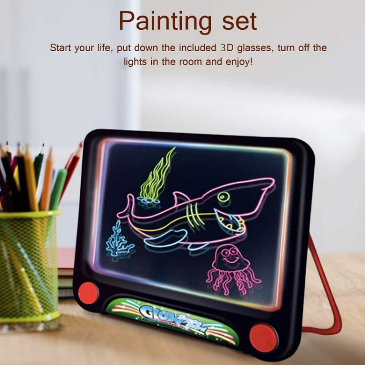 3D luminous drawing board with neon ocean creature illustration, red base knobs