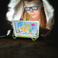 Blue-bordered luminous 3D kids drawing board with ocean-style artwork displayed.