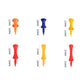 Needle golf ball tees shown in multiple lengths and colors, with labeled size dimensions