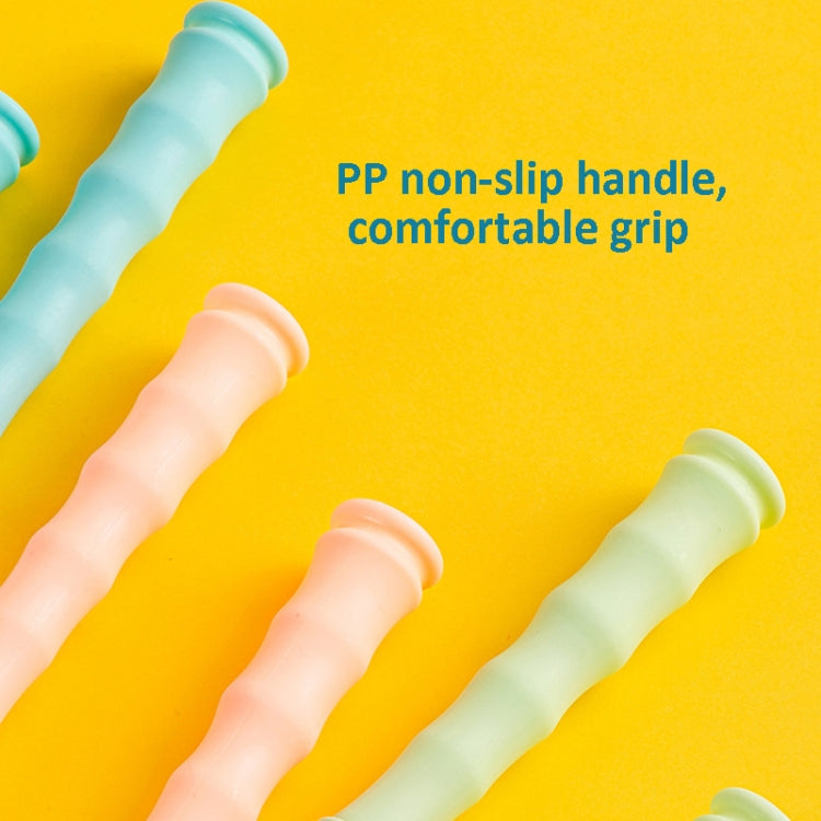 Non-slip bamboo-style PVC skipping rope handles in light blue and peach