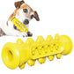 Dog molar stick toothbrush, yellow chew toy with ridged spikes for dog teeth cleaning