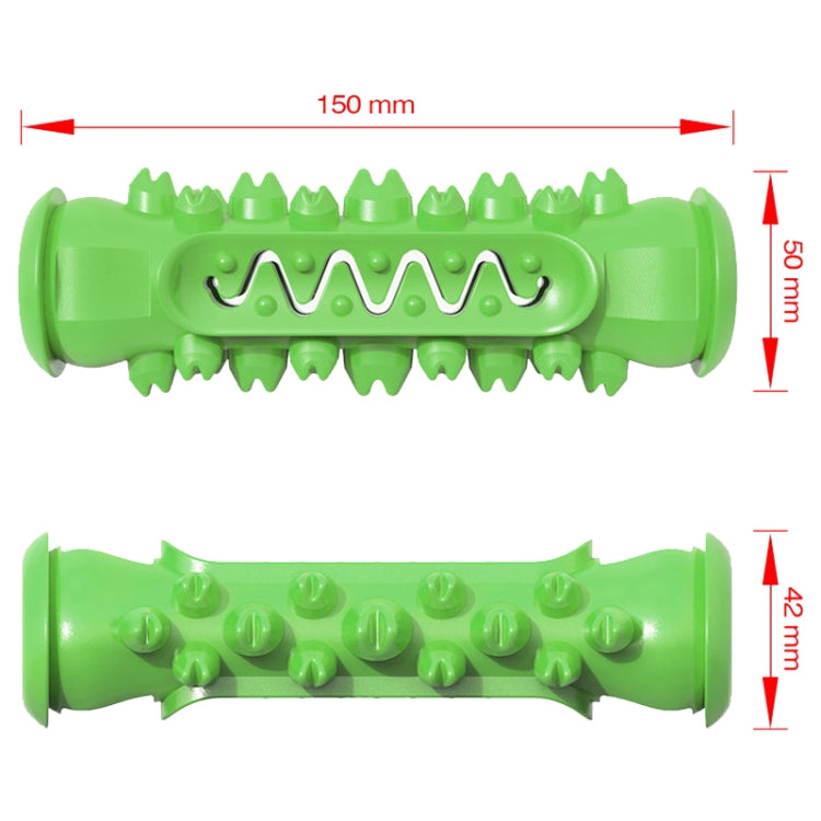 Dog molar stick toothbrush, green; size diagram shows 150 mm length and 50 mm height