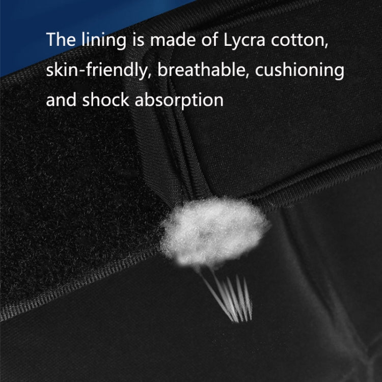 Black protective padding with textured fabric lining and stitched edging detail