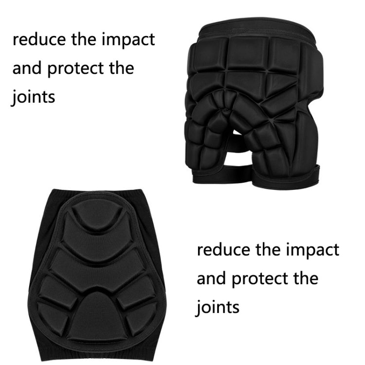 Black padded hip protector shorts with molded protective armor plates