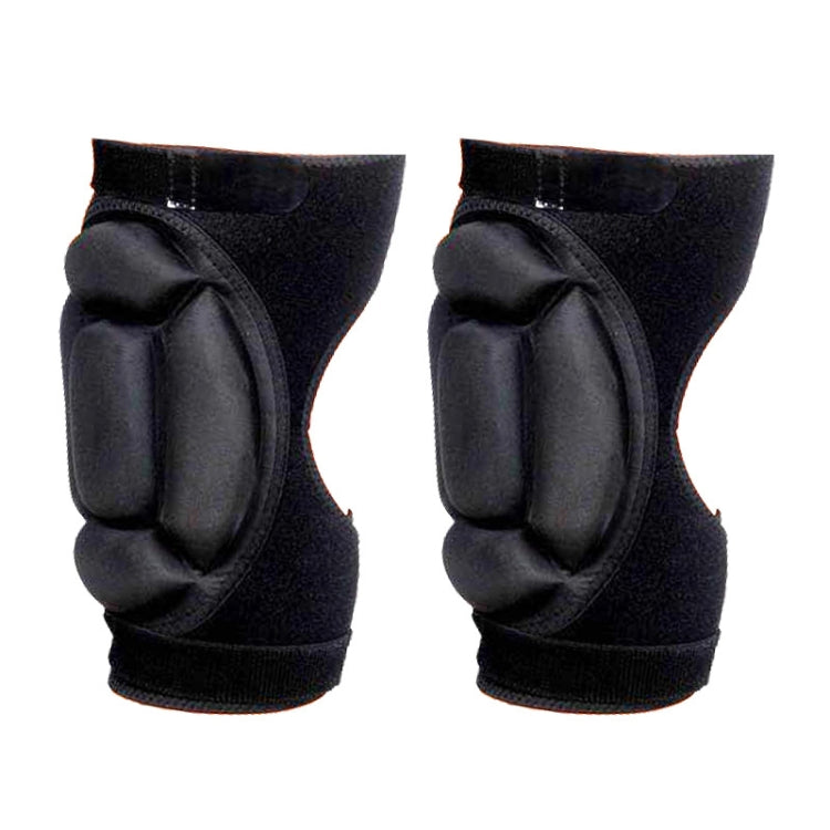 Black knee pads with molded side protection and elastic cuffs for secure fit