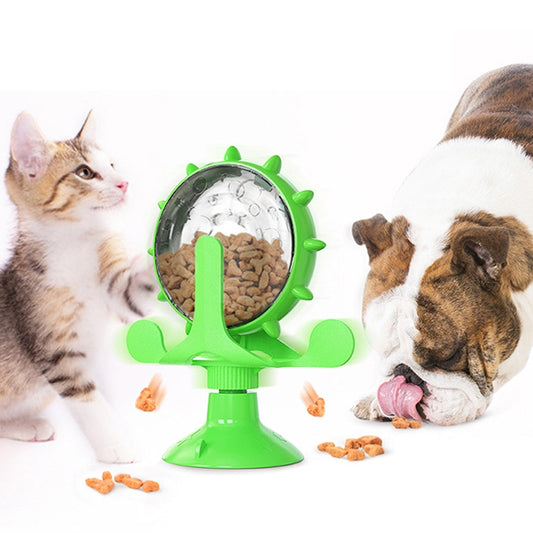 ZQL-01 Dog Toys Funny Cat Slow Food Leakage Windmill Turntable, Lake Blue, Yellow, Green