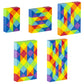 Rainbow block segment puzzle cube shown from multiple angles, solid geometric pattern