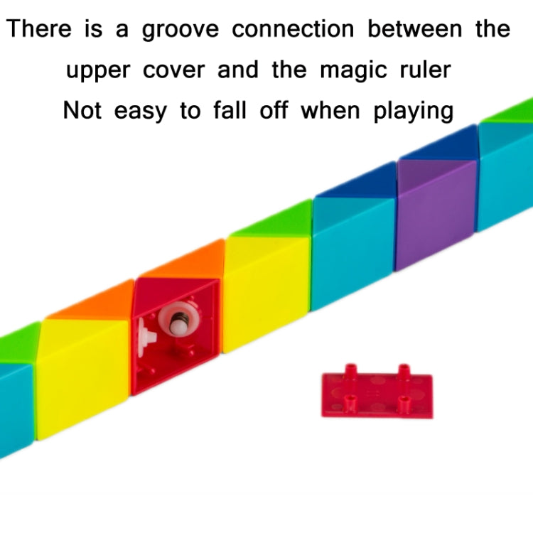 Segment magic ruler puzzle with groove connection and red locking piece